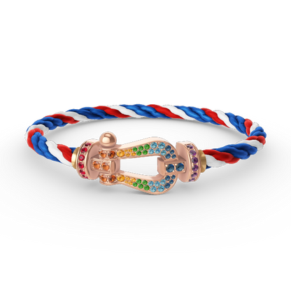 [⭐Clover Jewelry]FORCE LARGE HORSESHOE  COLORED DIAMOND BRACELET ROSE GOLD