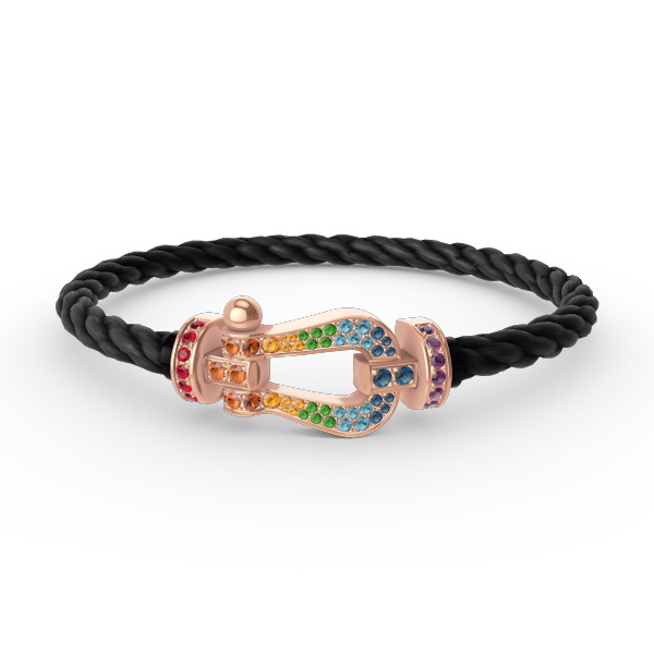 [⭐Clover Jewelry]FORCE LARGE HORSESHOE  COLORED DIAMOND BRACELET ROSE GOLD