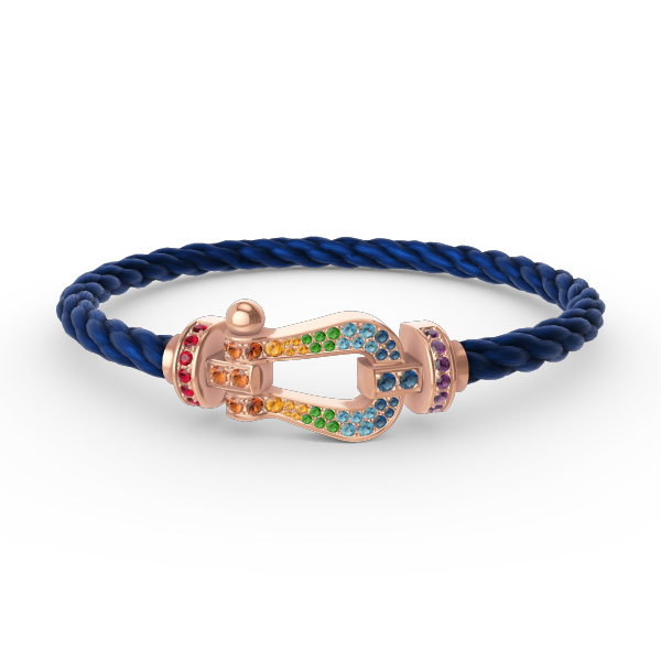 [⭐Clover Jewelry]FORCE LARGE HORSESHOE  COLORED DIAMOND BRACELET ROSE GOLD