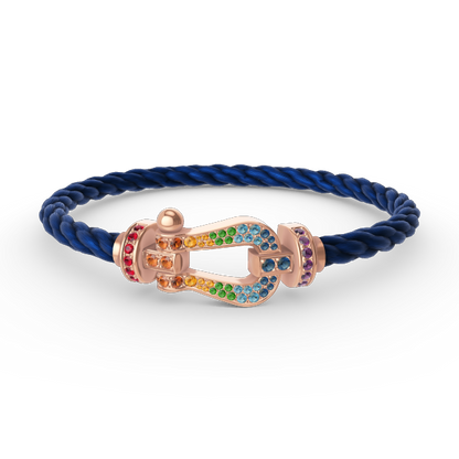 [⭐Clover Jewelry]FORCE LARGE HORSESHOE  COLORED DIAMOND BRACELET ROSE GOLD