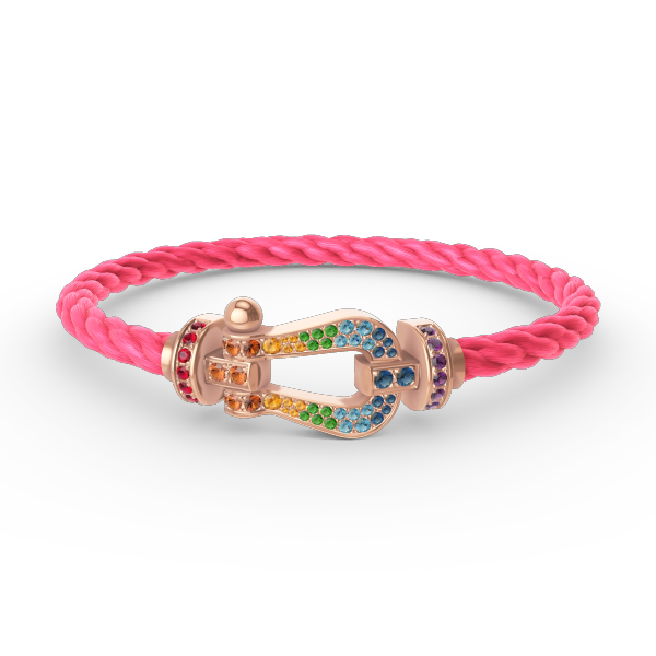 [⭐Clover Jewelry]FORCE LARGE HORSESHOE  COLORED DIAMOND BRACELET ROSE GOLD