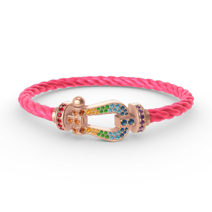 [⭐Clover Jewelry]FORCE LARGE HORSESHOE  COLORED DIAMOND BRACELET ROSE GOLD