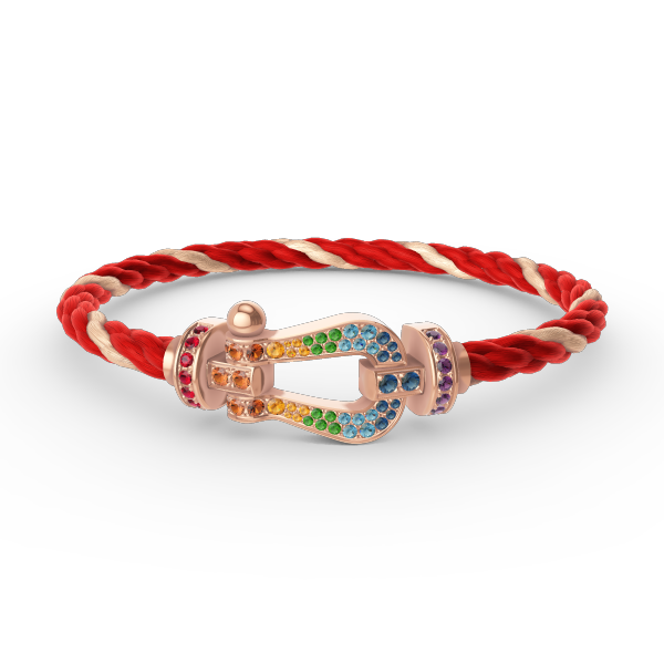 [⭐Clover Jewelry]FORCE LARGE HORSESHOE  COLORED DIAMOND BRACELET ROSE GOLD
