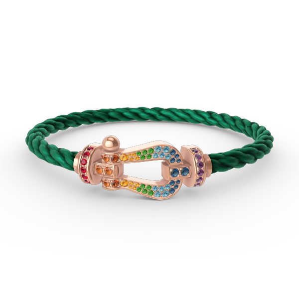 [⭐Clover Jewelry]FORCE LARGE HORSESHOE  COLORED DIAMOND BRACELET ROSE GOLD