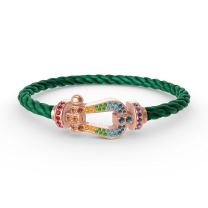 [⭐Clover Jewelry]FORCE LARGE HORSESHOE  COLORED DIAMOND BRACELET ROSE GOLD