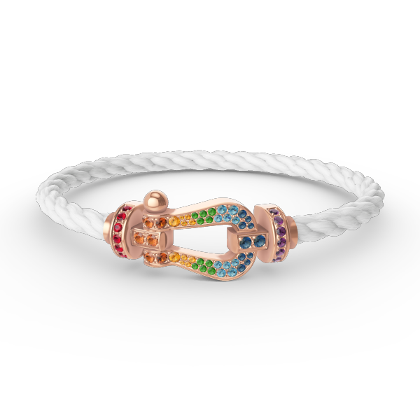 [⭐Clover Jewelry]FORCE LARGE HORSESHOE  COLORED DIAMOND BRACELET ROSE GOLD
