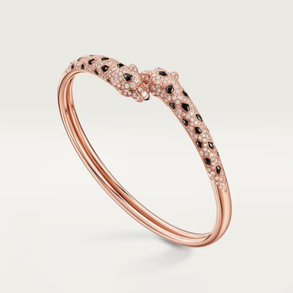 [⭐Clover Jewelry]PANTHERE DOUBLE HEADED HALF DIAMOND OPEN BRACELET
