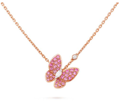 [⭐Clover Jewelry]BUTTERFLY RED DIAMOND ROSE GOLD NECKLACE