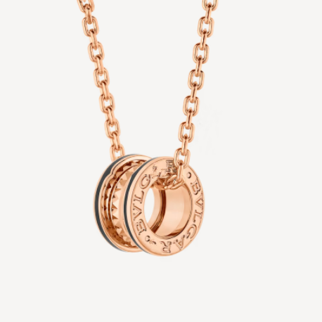 [⭐Clover Jewelry]ZERO 1 ROCK PEDANT PINK GOLD BLACK NECKLACE