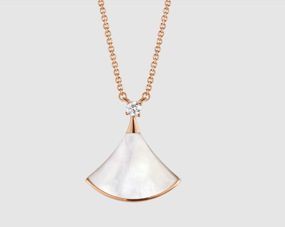 [⭐Clover Jewelry]DREAM NECKLACE WHITE MOP PINK GOLD 1 DIAMOND
