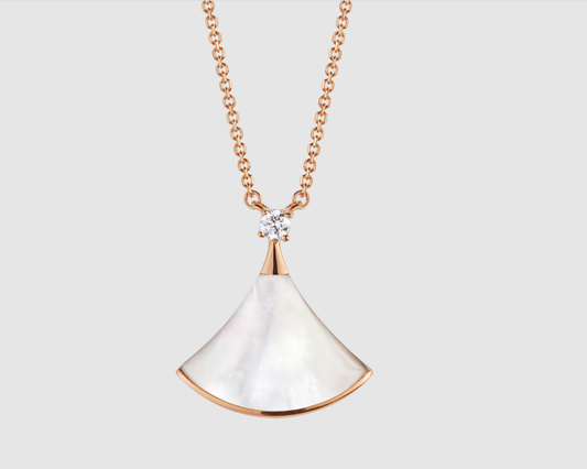 [⭐Clover Jewelry]DREAM NECKLACE WHITE MOP PINK GOLD 1 DIAMOND