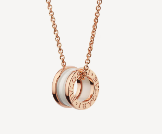 [⭐Clover Jewelry]ZERO 1 WHITE CERAMIC PINK GOLD NECKLACE