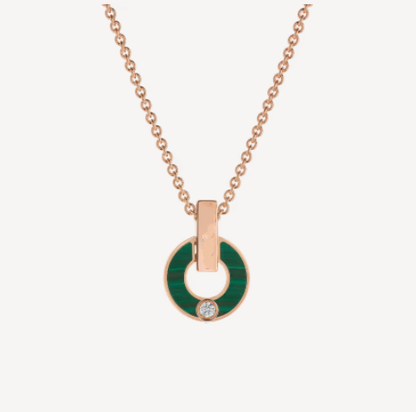 [⭐Clover Jewelry]GARI NECKLACE PINK GOLD MALACHITE