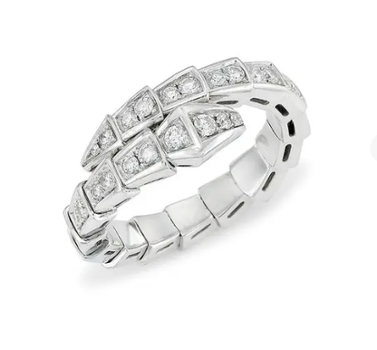 [⭐Clover Jewelry]SERPENTI RING SILVER DIAMOND PAVED 4MM