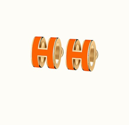 [⭐Clover Jewelry]MINI POP H EARRINGS ORANGE