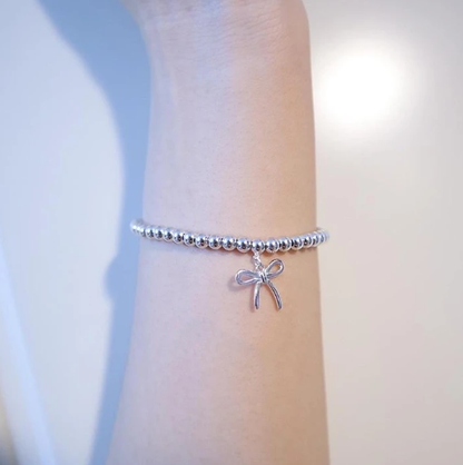 [Clover Jewelry]STERLING SILVER BOW BEAD BRACELET