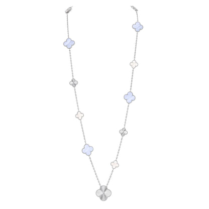 [⭐Clover Jewelry]DETACHABLE CLOVER 15(11+4) FLOWER SILVER NECKLACE SET