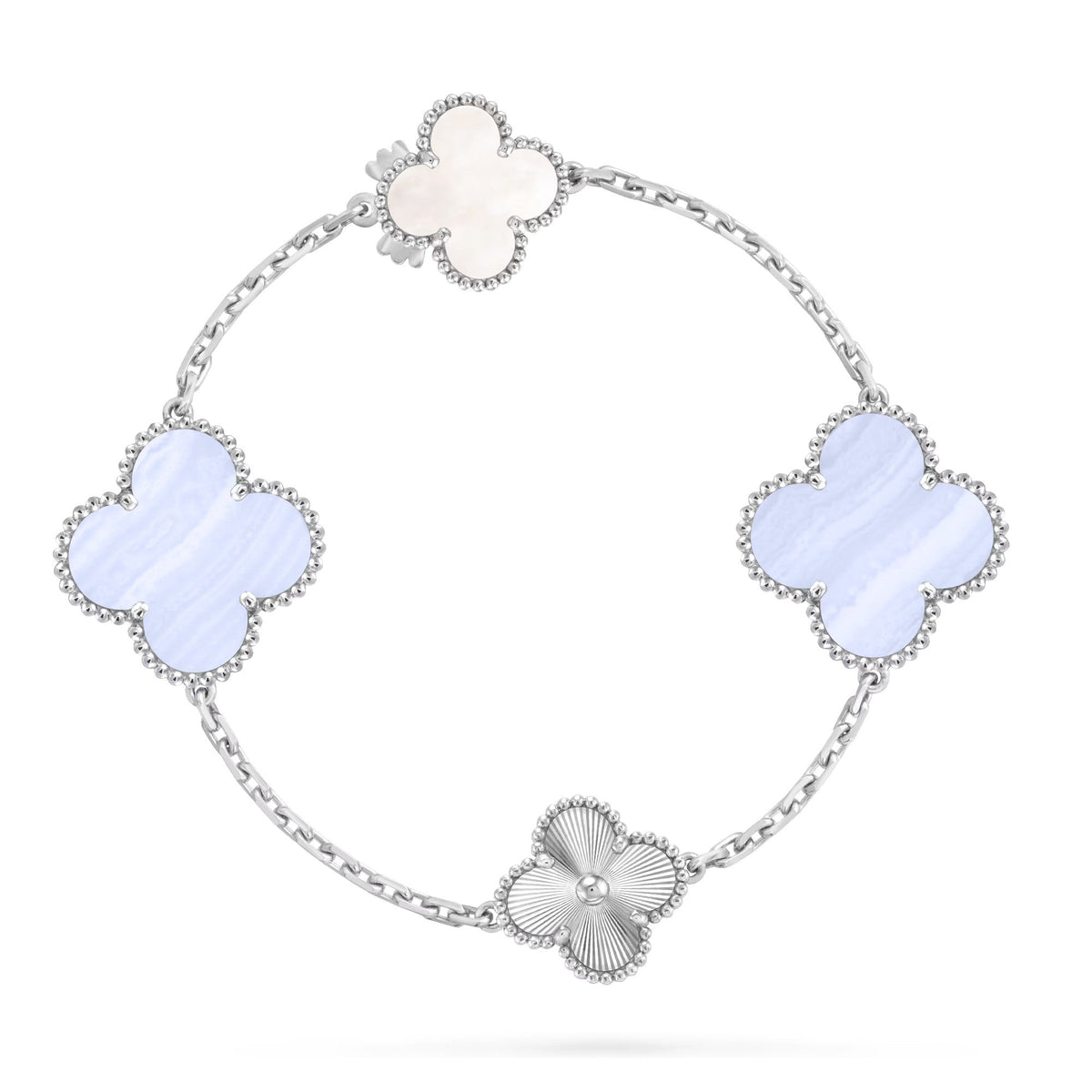 [⭐Clover Jewelry]DETACHABLE CLOVER 15(11+4) FLOWER SILVER NECKLACE SET