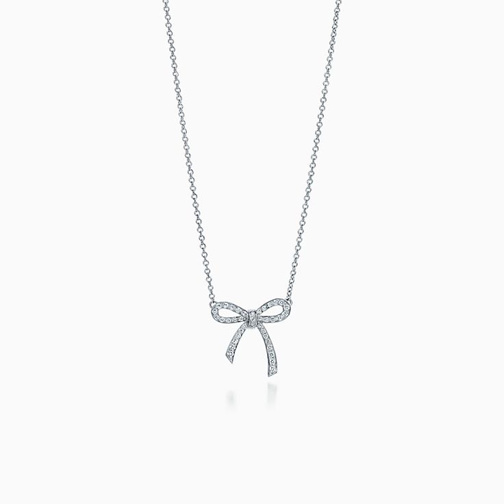 [Clover Jewelry]RIBBON NECKLACE BOW PENDANT DIAMOND CHARM CHAIN