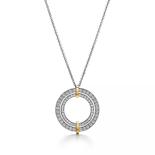 [Clover Jewelry]EDGE DIAMOND GOLD SILVER NECKLACE