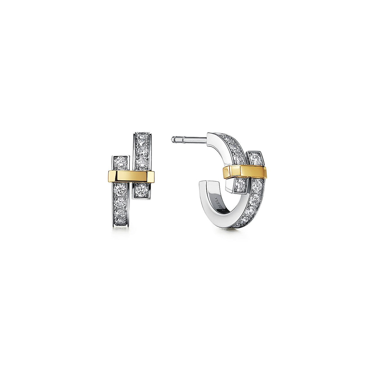 [Clover Jewelry]EDGE DIAMOND PINK GOLD EARRINGS