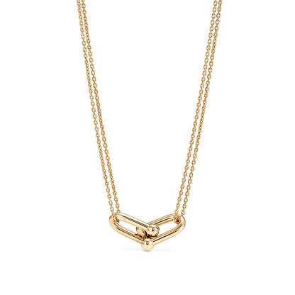 [Clover Jewelry]HARDWEAR GOLD DOUBLE LINK NECKLACE