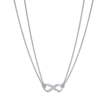 [Clover Jewelry]SILVER INFINITY DOUBLE CHAIN NECKLACE