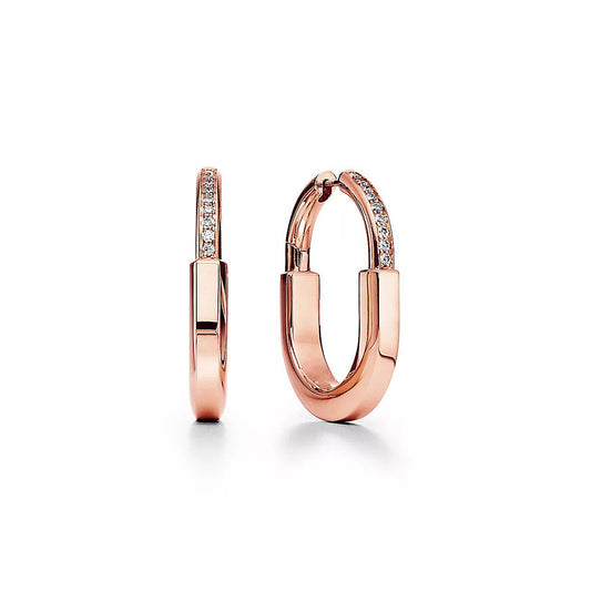 [Clover Jewelry]LOCK MEDIUM DIAMNOND EARRINGS