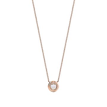 [Clover Jewelry]DIAMOND AND MOTHER PEARL CIRCLE NECKLACE PENDANT