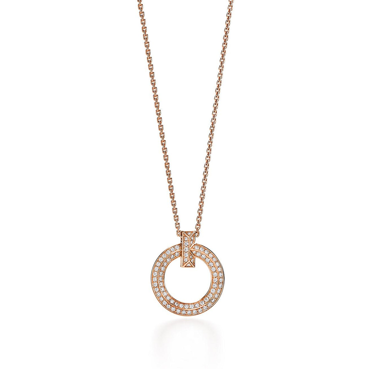[Clover Jewelry]T1 CIRCLE DIAMOND PAVED MEDIUM NECKLACE