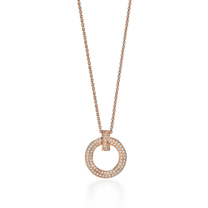 [Clover Jewelry]T1 CIRCLE DIAMOND PAVED MEDIUM NECKLACE