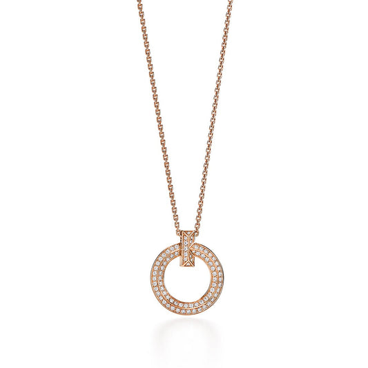 [Clover Jewelry]T1 CIRCLE DIAMOND PAVED MEDIUM NECKLACE