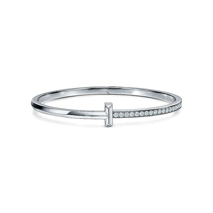 [Clover Jewelry]NARROW T1 HINGED BANGLE DIAMOND SILVER