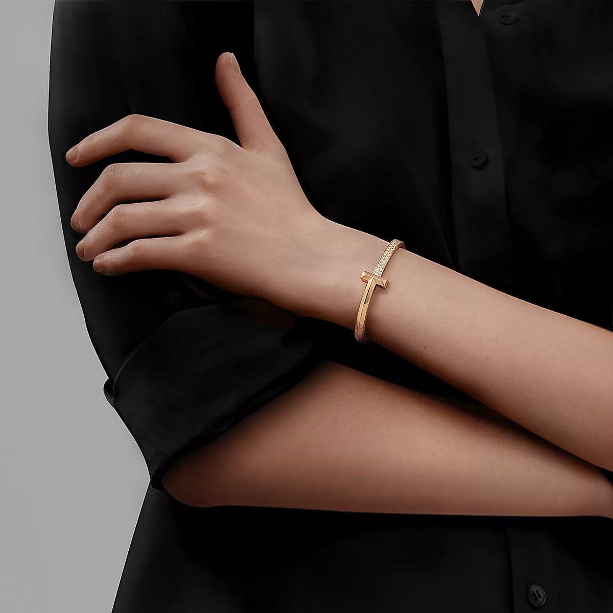 [Clover Jewelry]T1 WIDE DIAMOND HINGED BANGLE PINK GOLD