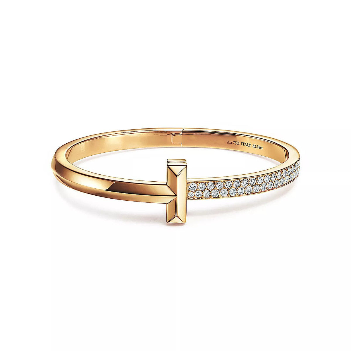 [Clover Jewelry]T1 WIDE DIAMOND HINGED BANGLE PINK GOLD