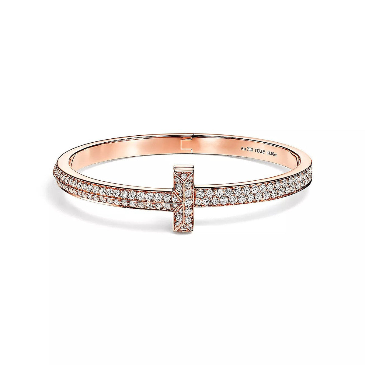 [Clover Jewelry]T1 WIDE HINGED BANGLE DIAMOND PAVED BRACELET