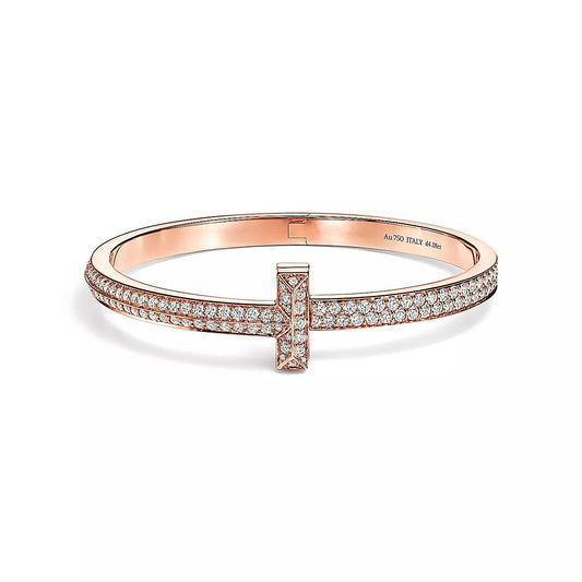 [Clover Jewelry]T1 WIDE HINGED BANGLE DIAMOND PAVED BRACELET