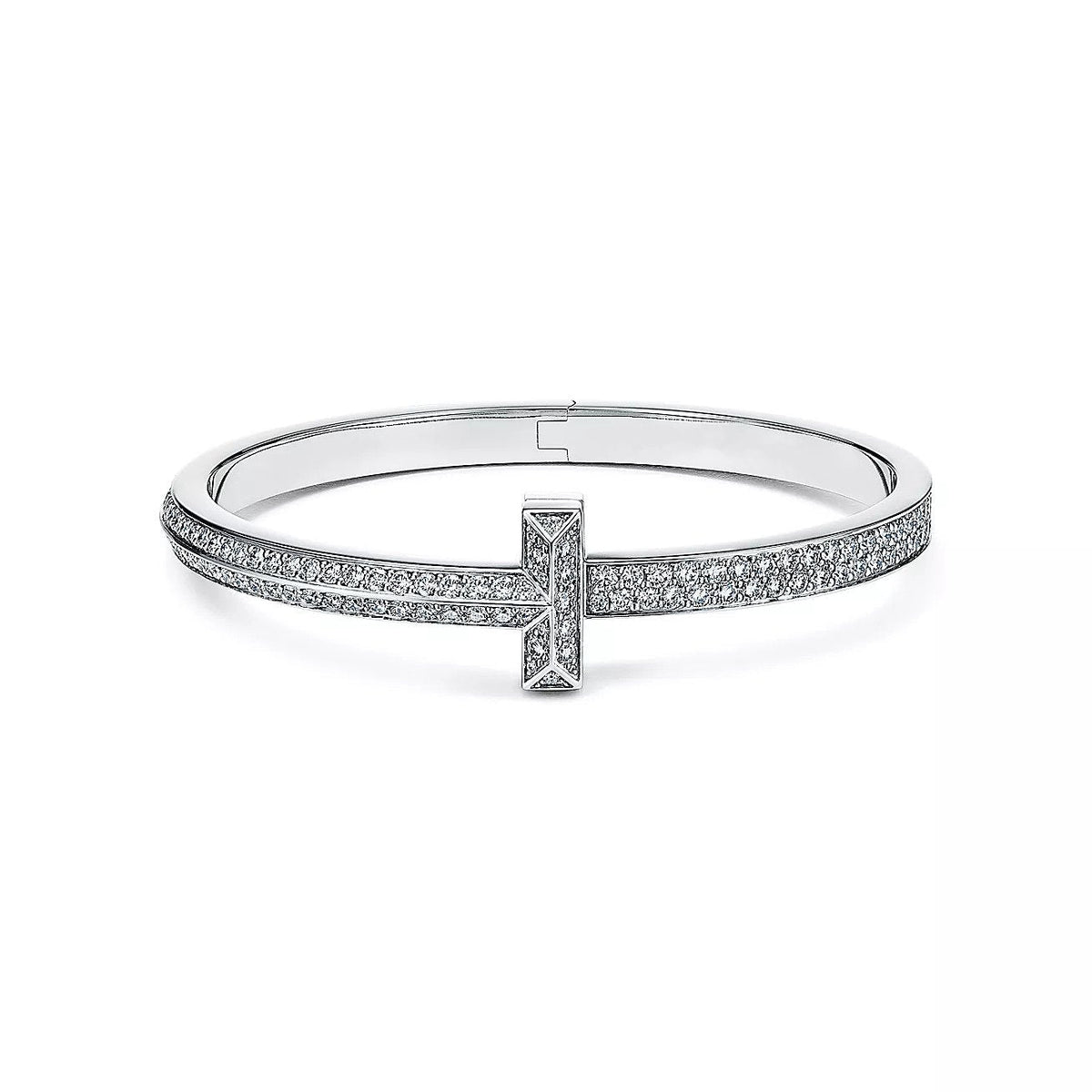[Clover Jewelry]WIDE DIAMONDS HINGED BANGLE SILVER