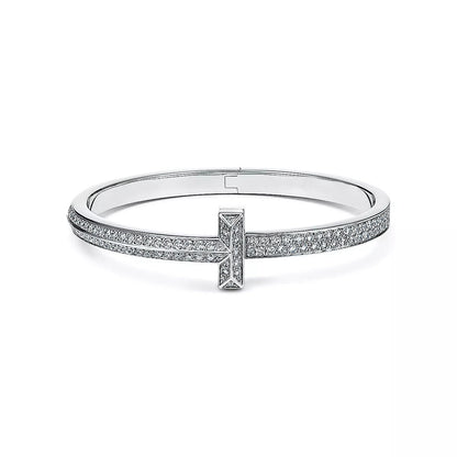 [Clover Jewelry]WIDE DIAMONDS HINGED BANGLE SILVER