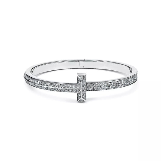 [Clover Jewelry]WIDE DIAMONDS HINGED BANGLE SILVER