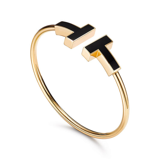 [Clover Jewelry]T WIDE ONYX OPEN BRACELET
