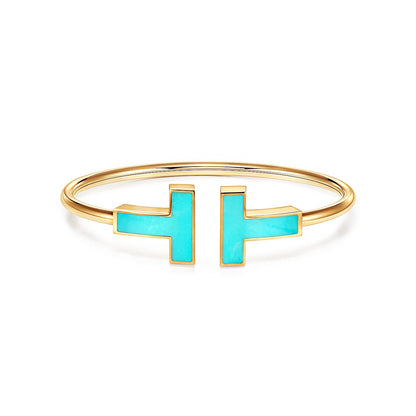 [Clover Jewelry]T WIDE TURQUOISE OPEN BRACELET