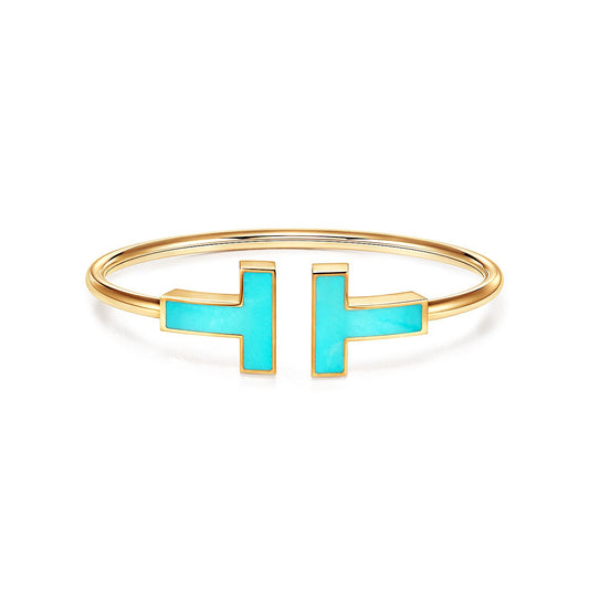 [Clover Jewelry]T WIDE TURQUOISE OPEN BRACELET