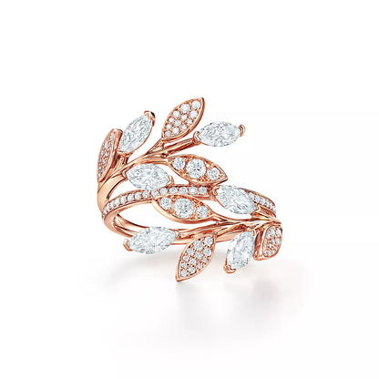 [Clover Jewelry]VICTORIA DIAMOND VINE BYPASS RING PINK GOLD