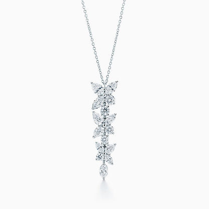 [Clover Jewelry]MIXED CLUSTER DIAMOND DROP PENDANT