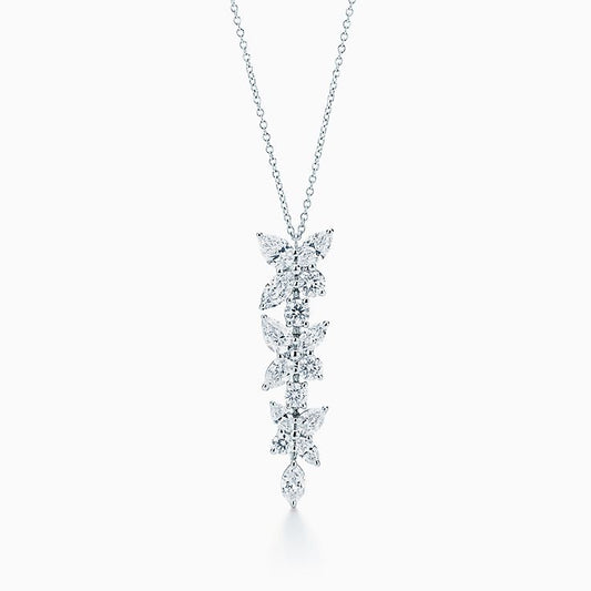 [Clover Jewelry]MIXED CLUSTER DIAMOND DROP PENDANT