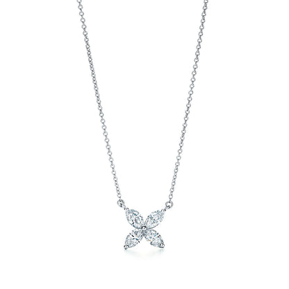 [Clover Jewelry]PLATINUM AND DIAMOND VICTORIA PENDANT NECKLACE