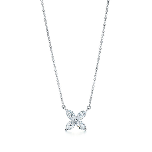[Clover Jewelry]PLATINUM AND DIAMOND VICTORIA PENDANT NECKLACE