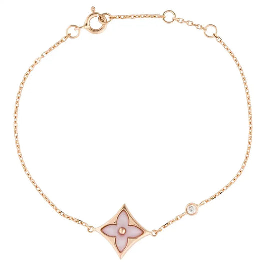 [⭐Clover Jewelry]STAR 1 DIAMOND PINK GOLD BRACELET