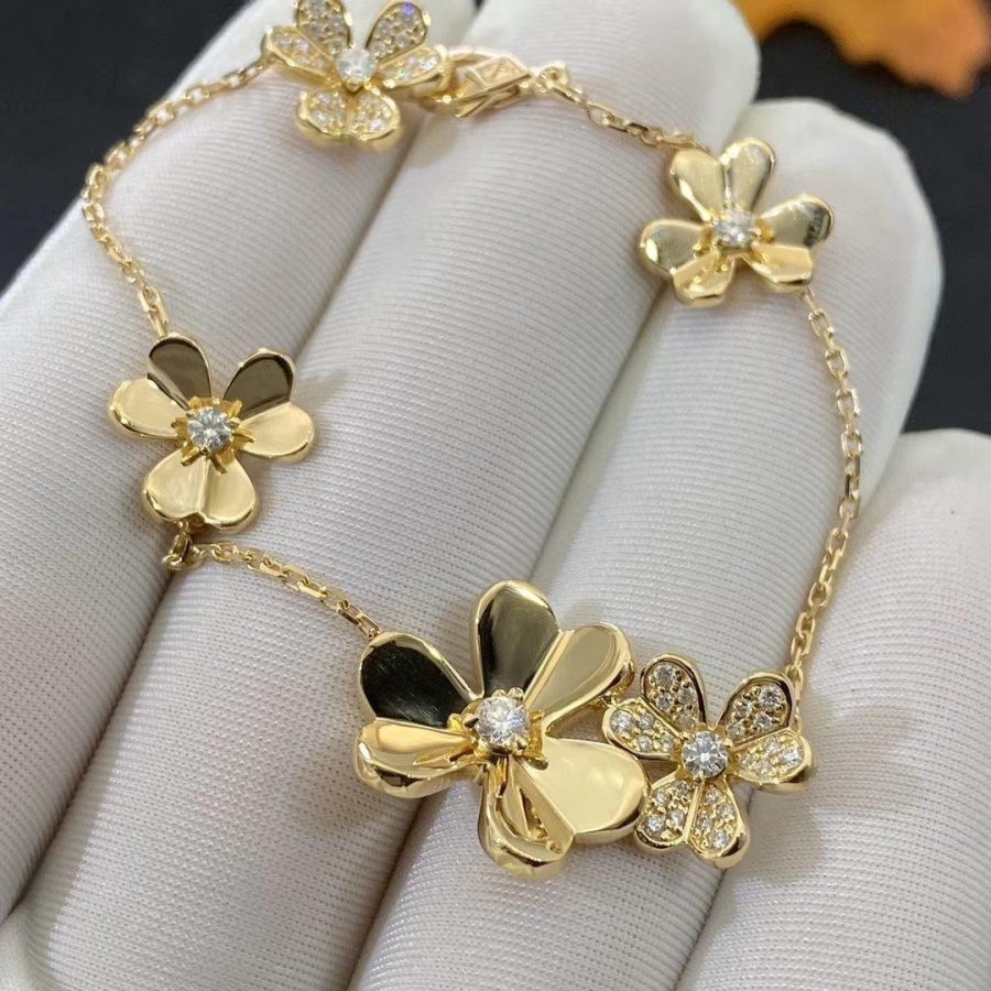 [⭐Clover Jewelry]FRIVOLE GOLD 5 FLOWERS BRACELET